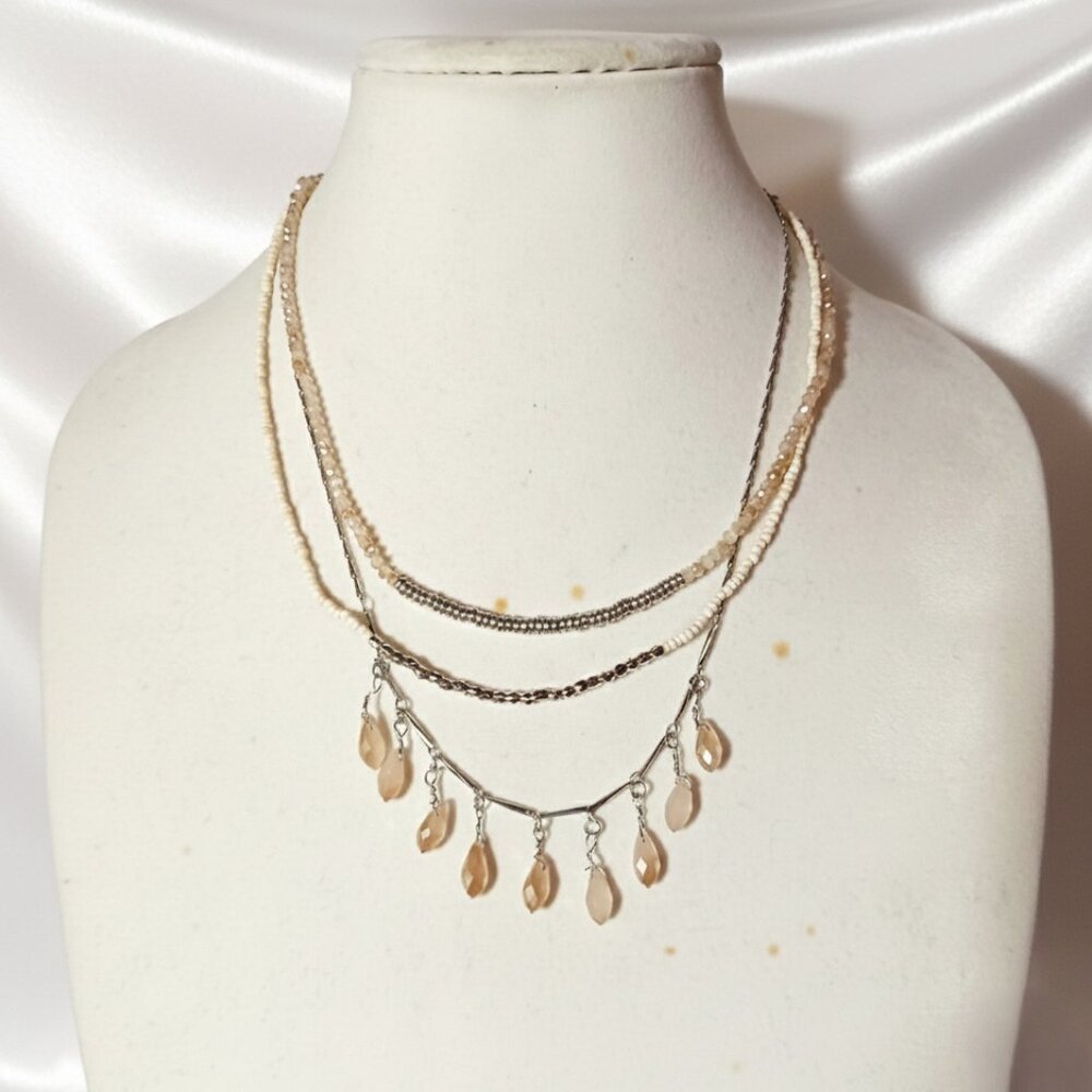 Ashley Stewart Necklace and Earring Set NWT Peach and Silver Fashion Jewelry - Picture 2 of 11